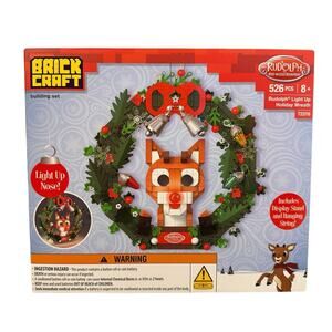 Rudolph the Red Nosed Reindeer Light Up Holiday Wreath Building Bricks Set 526pc